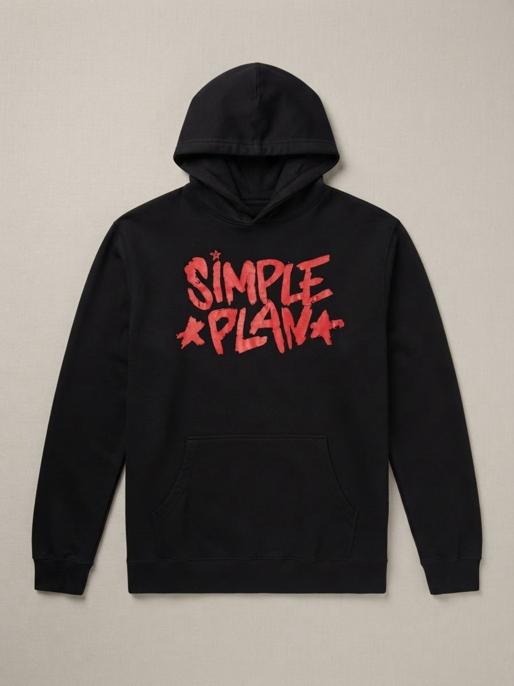 Simple Plan Logo Black Hoodie - Red Graphic South America Tour